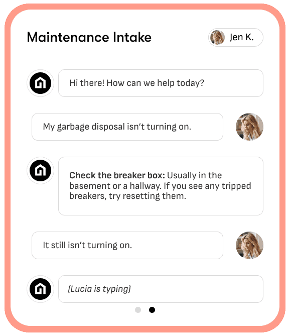 Latchel's AI troubleshoots a garbage disposal issue to fix it before dispatching.